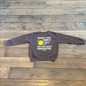 Graphic Sweatshirt with Smiley Face - Gray